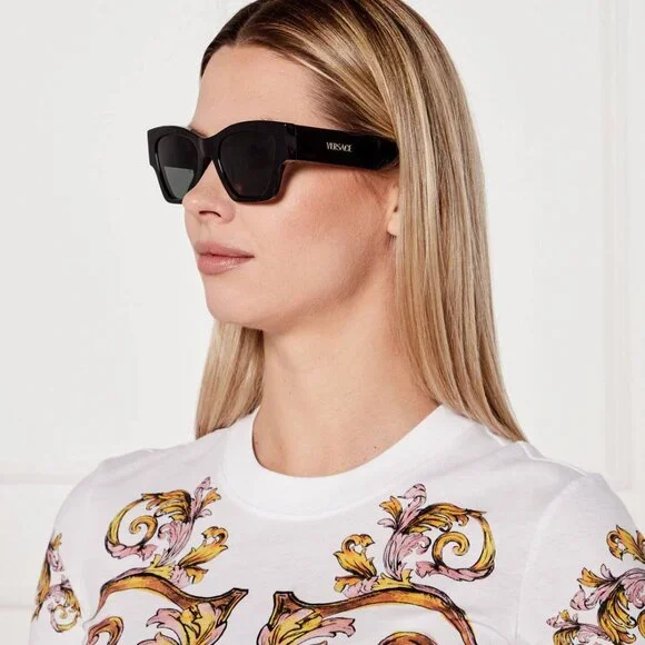 Versace VE4492U GB1/87 Sunglasses Black Square Frame, Dark Grey Lenses